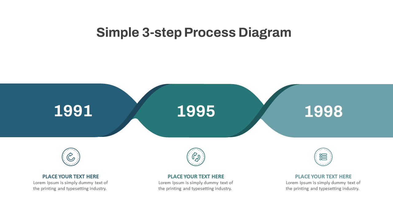 Simple 3 Step Process Diagram Template PowerPoint