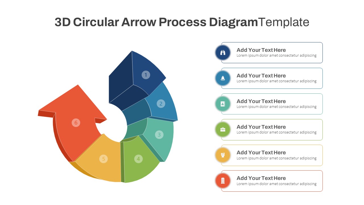 3D Circular Arrow PowerPoint Process Template