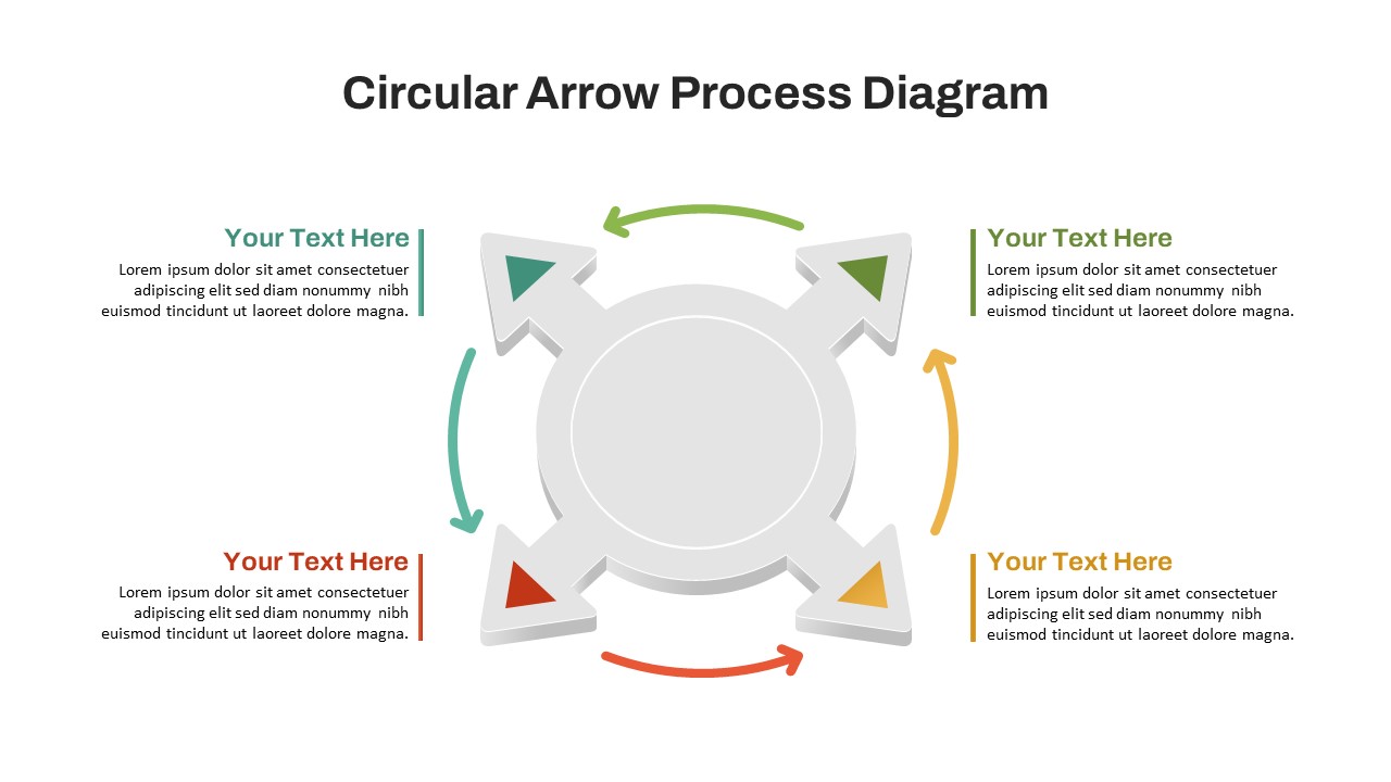 4 Step Circular Arrow Process PowerPoint Template Free