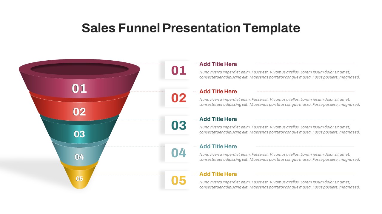 5 Step Sales Funnel PPT Template