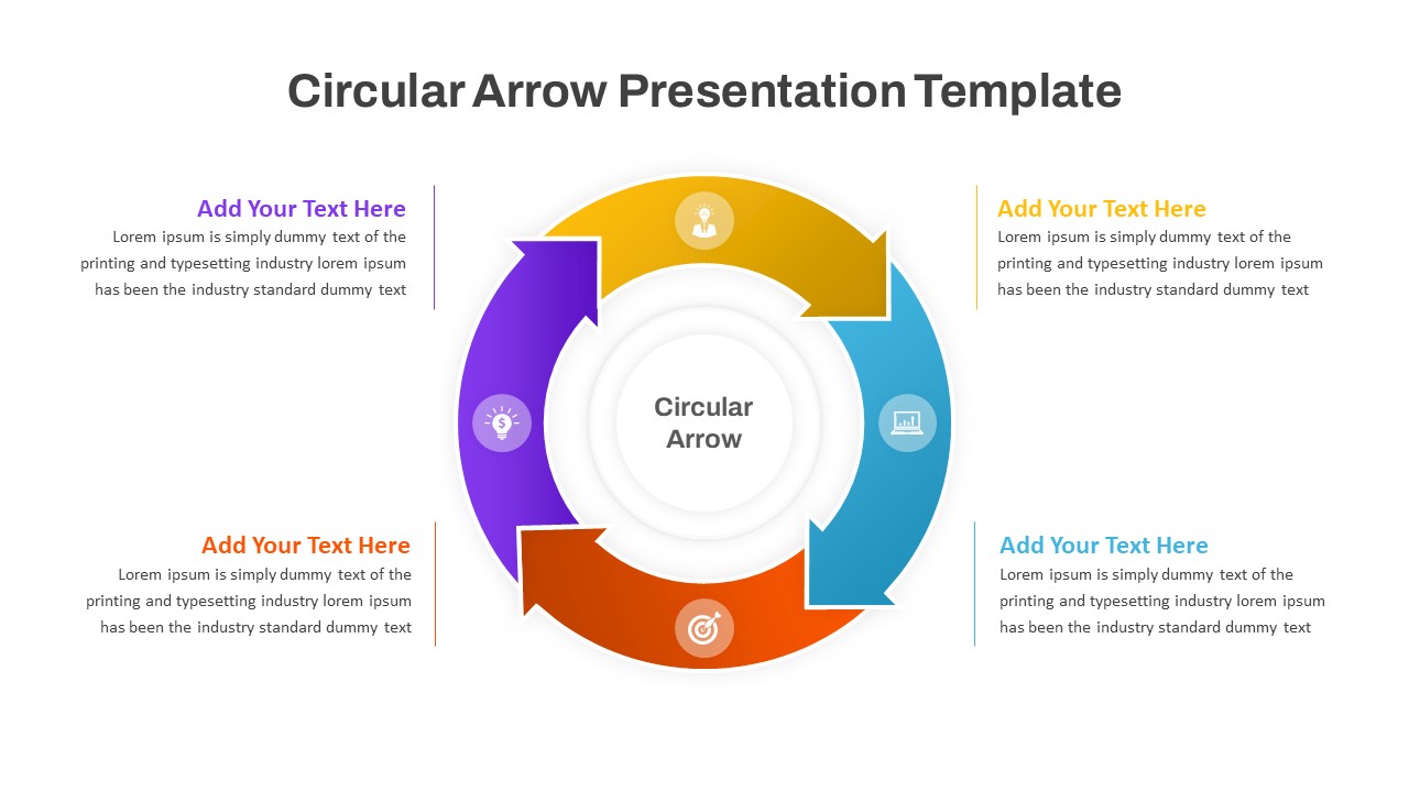 Circular Arrow Process Flow Diagram In PowerPoint