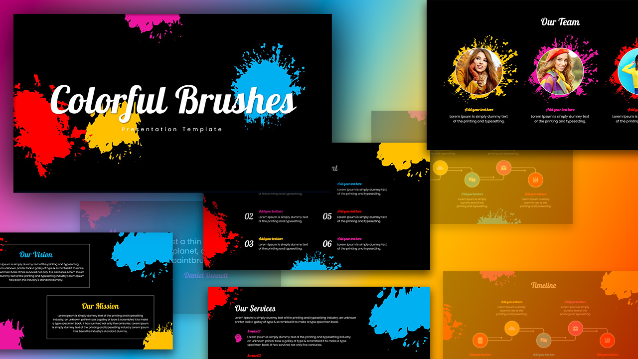 Creative Colorful Brush PowerPoint Templates Featured Image