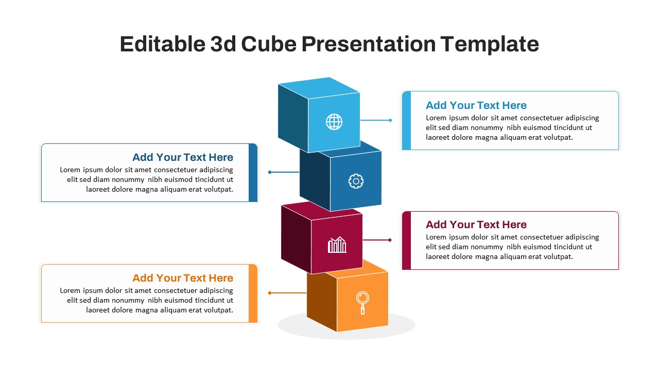 Editable 3D Cube Diagram PowerPoint Template