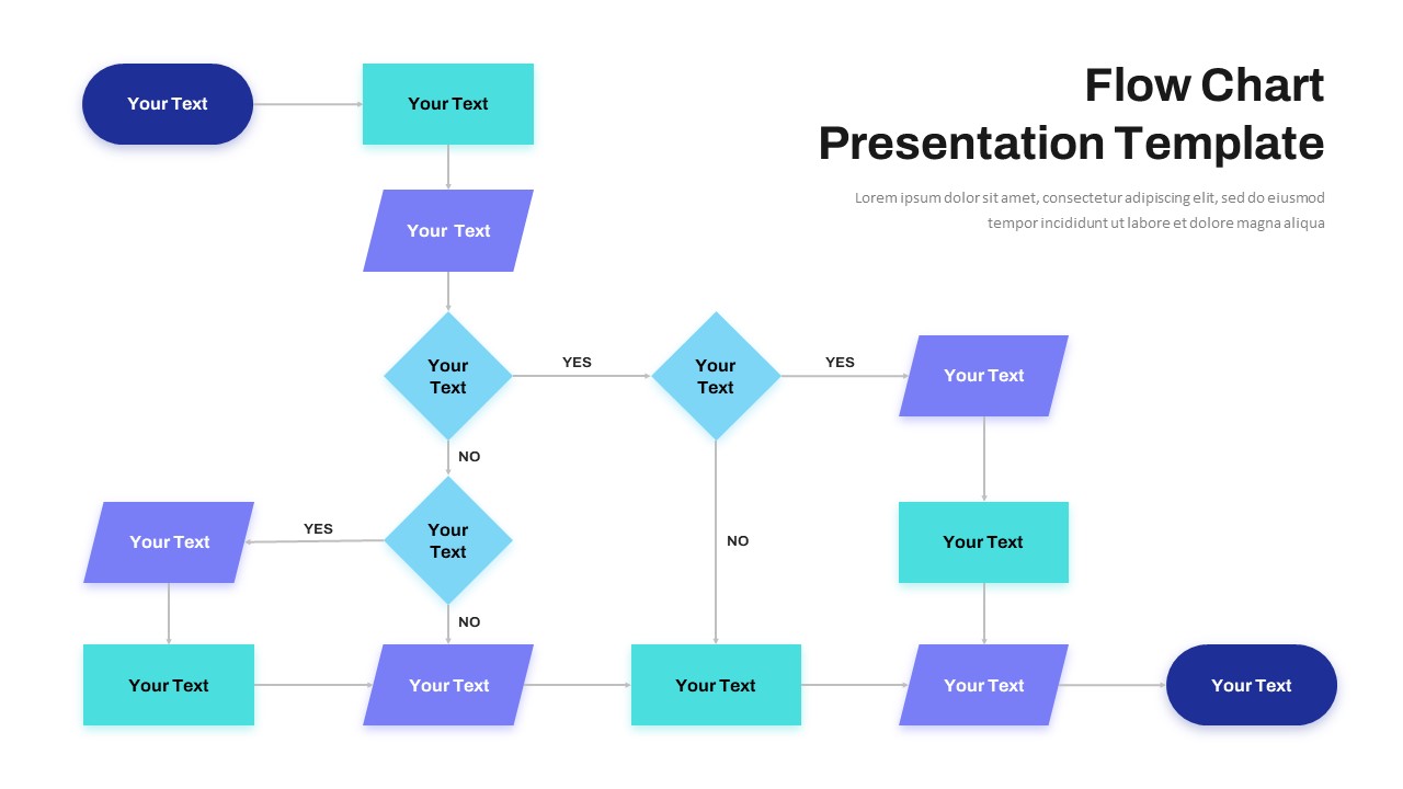 Flowchart Template In PowerPoint with Interconnected Decision Points