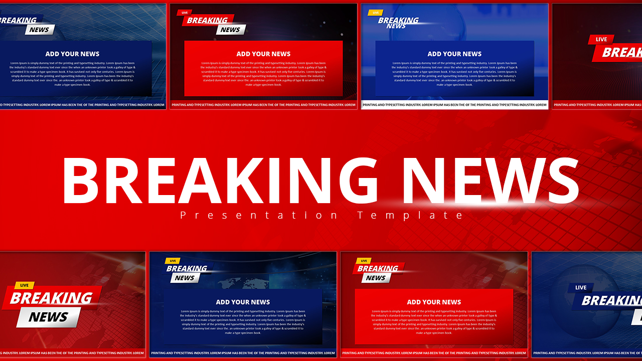 Free Modern Breaking News PowerPoint Template and Google Slides Featured Image