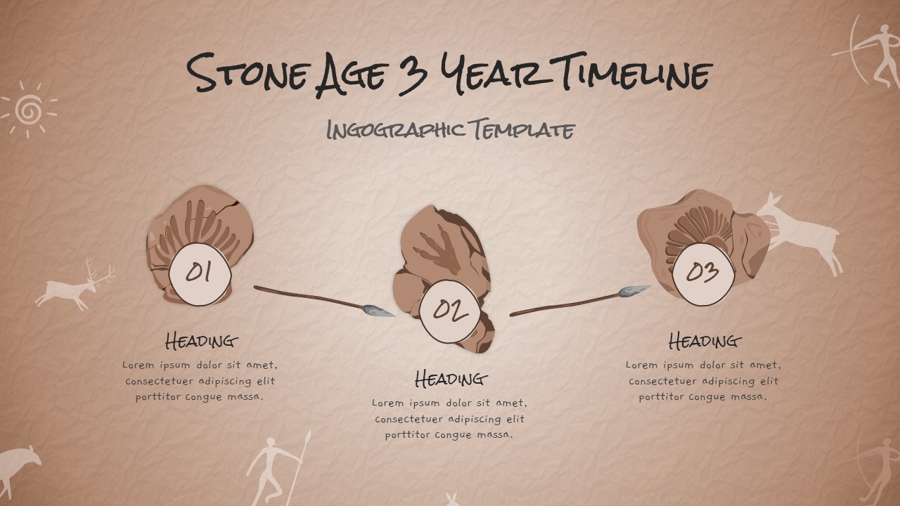 Free Stone Age 3-Year Timeline PowerPoint Template