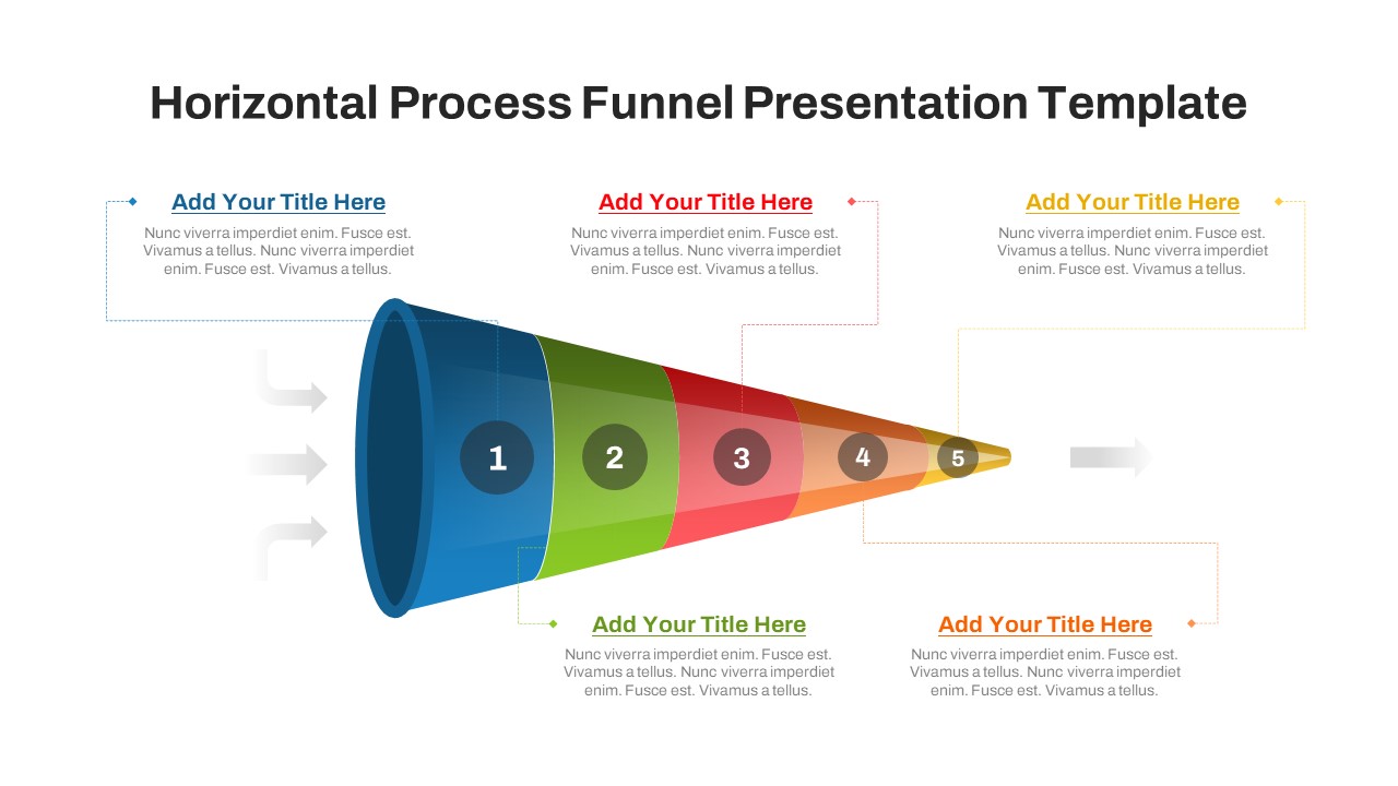 5 Step Horizontal Process Funnel PowerPoint Template