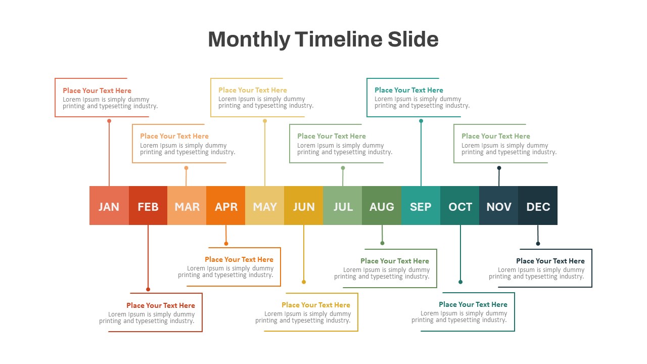 January to December Monthly Timeline Template PowerPoint