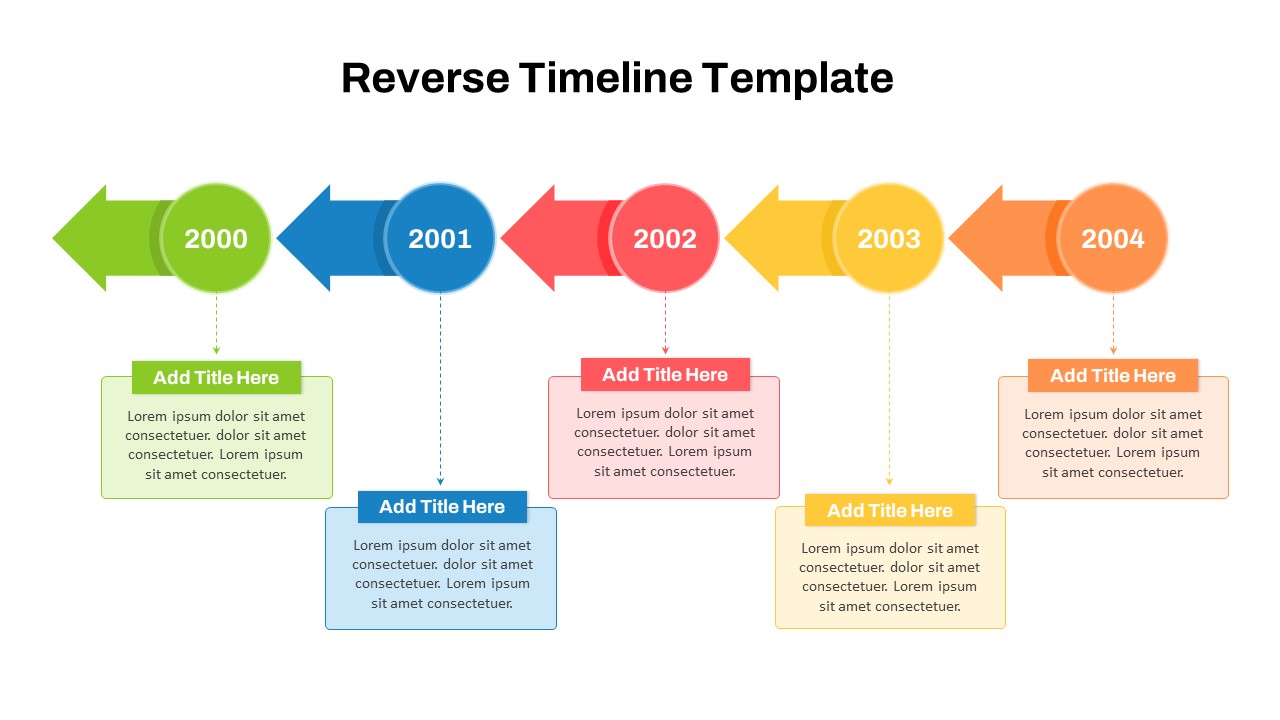 Reverse Time Line For Power Point Presentation