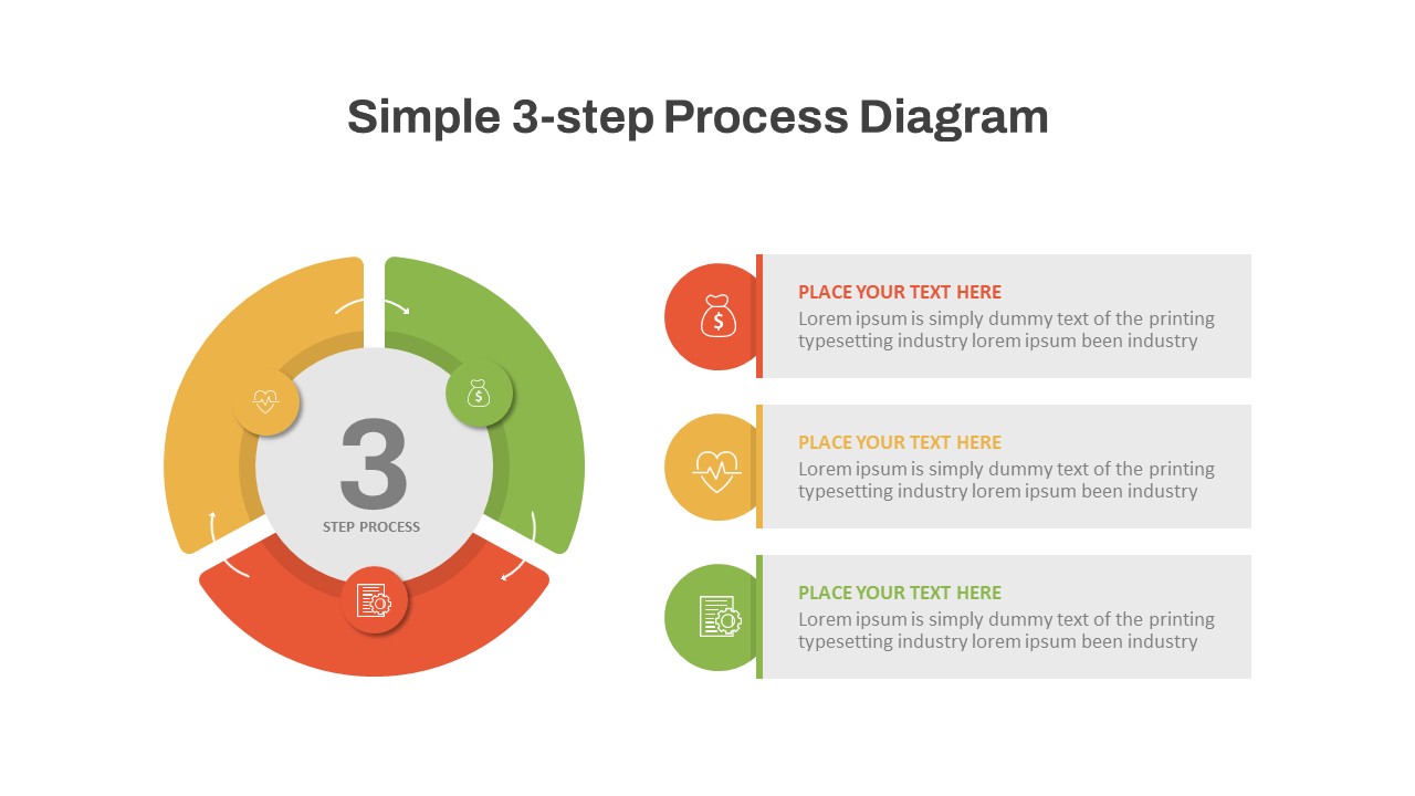 Simple 3-Step Process Diagram Templates For PowerPoint