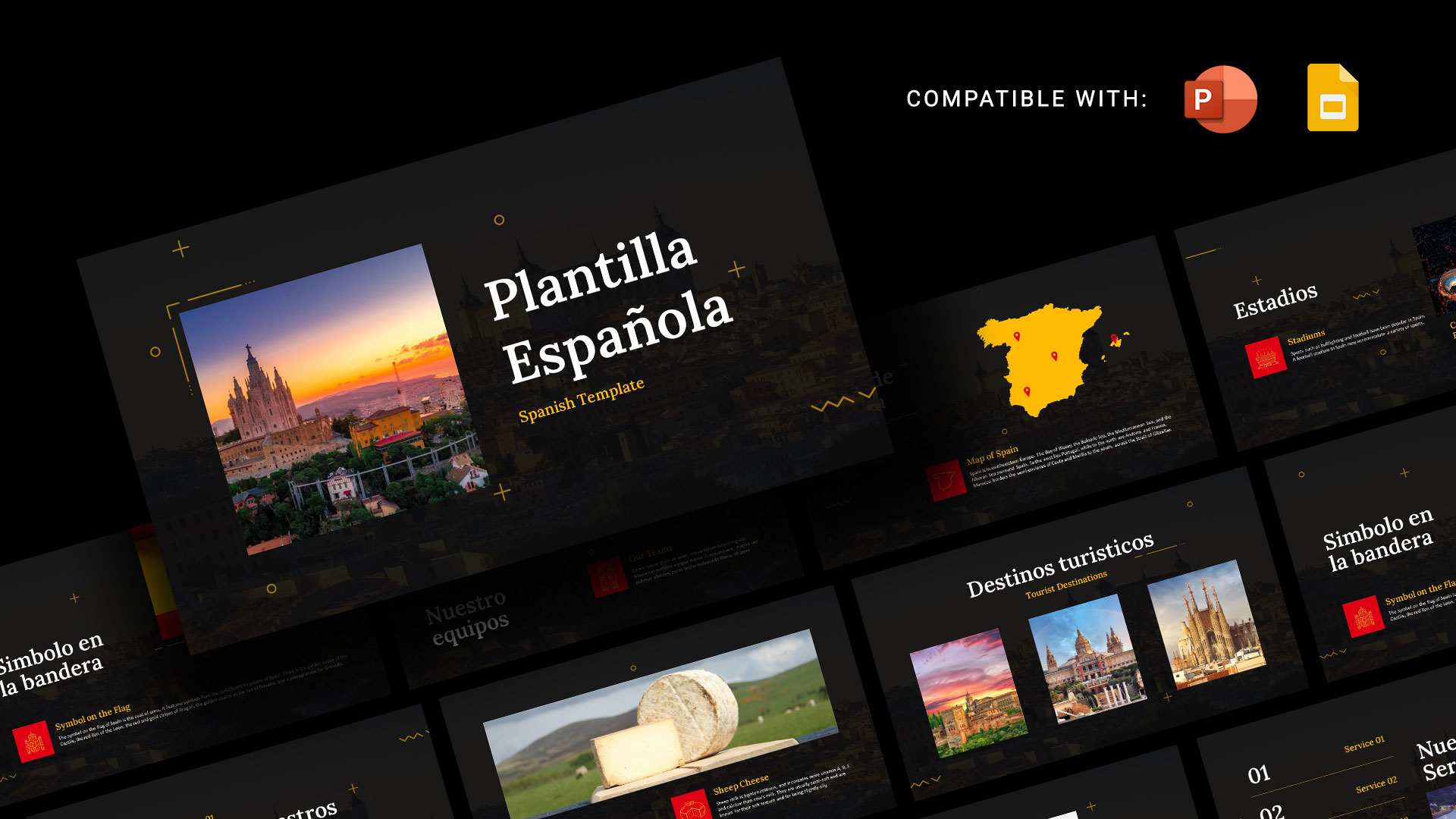 Spanish PowerPoint Template and Google Slides Featured Image- Plantilla de PowerPoint Española