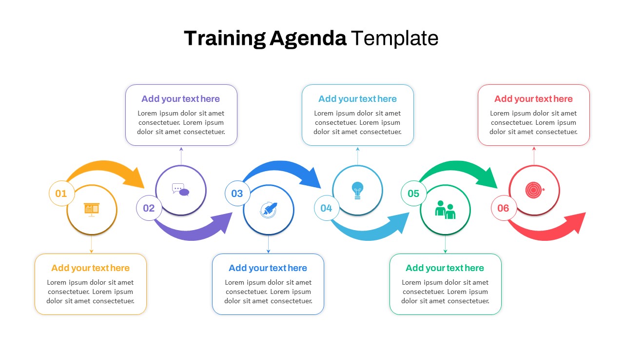 Training Agenda Slide Flow Diagram Template PowerPoint and Google Slides