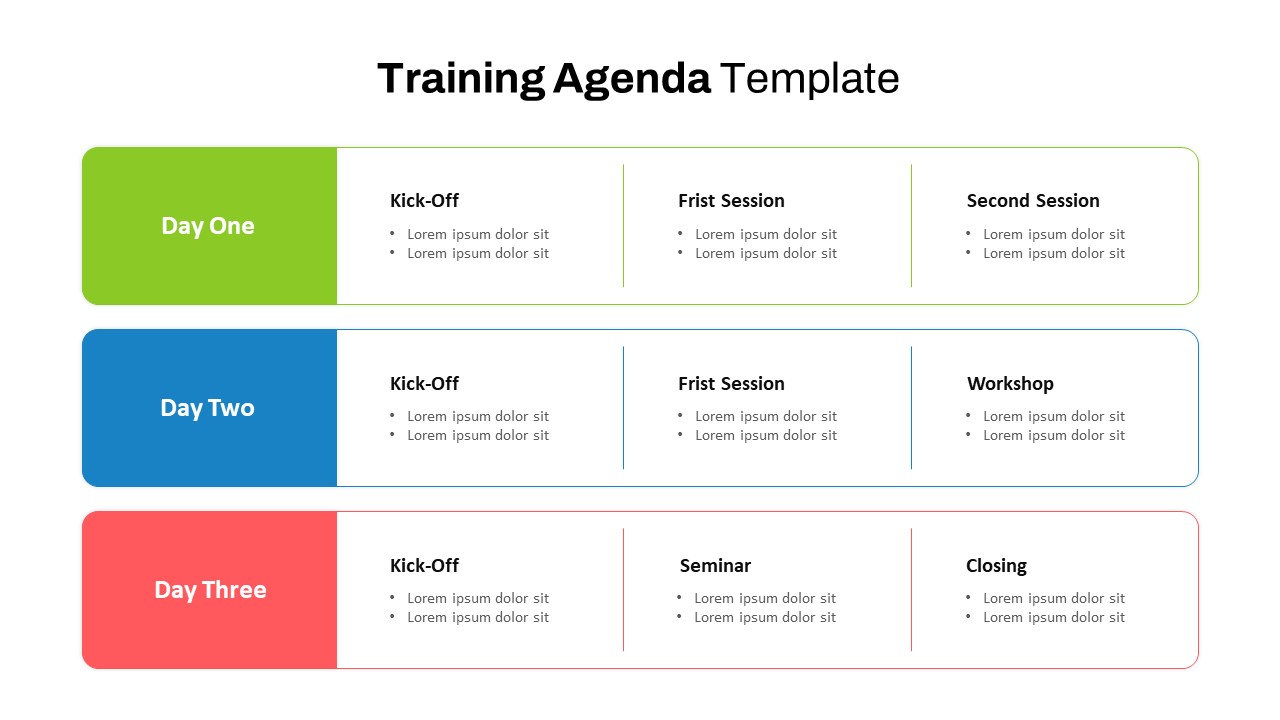 Free Training Agenda Slide PowerPoint And Google Slides