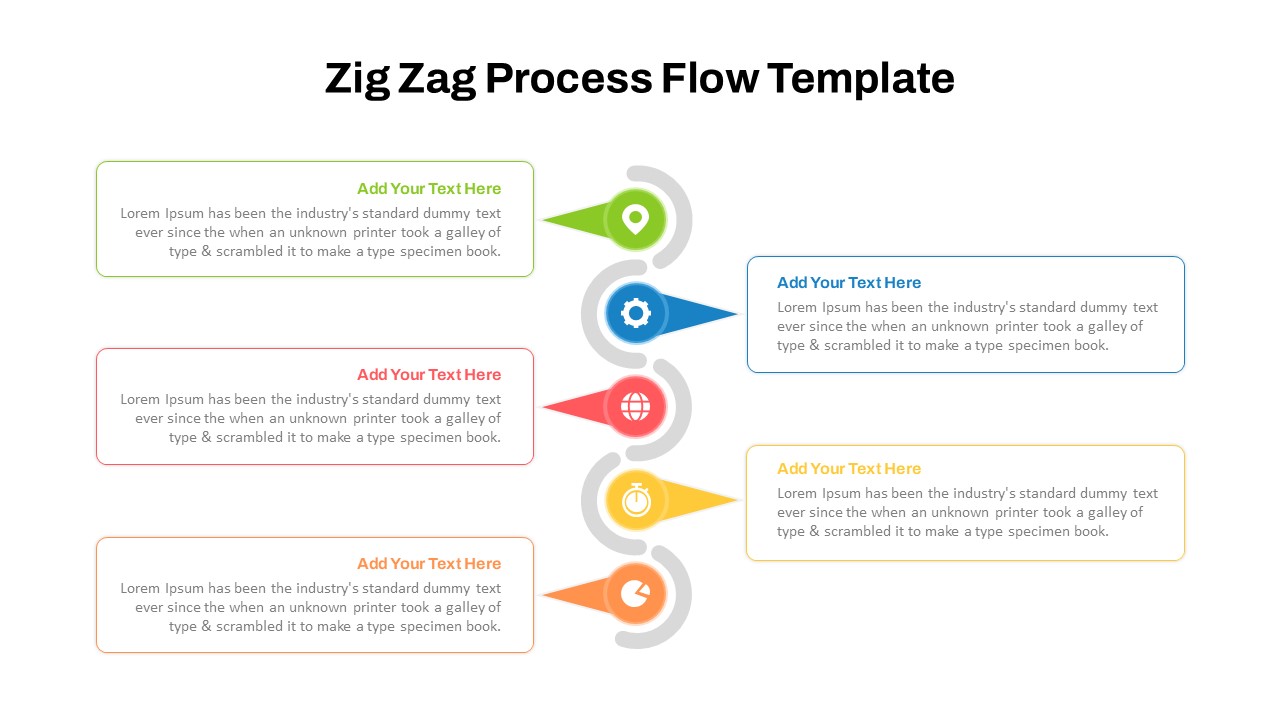 Zig Zag Process Flow Slide For PowerPoint