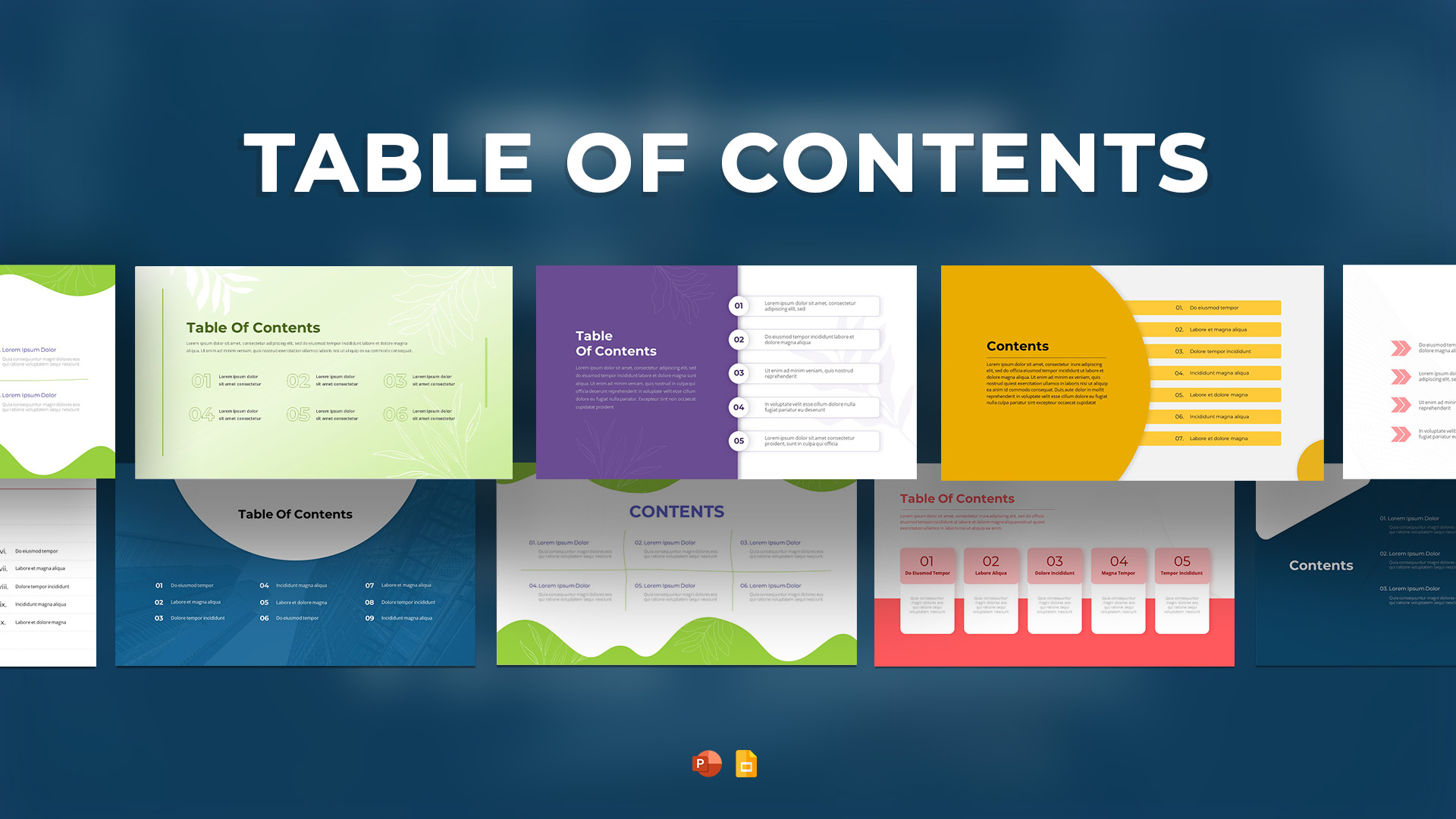 Modern Table Of Contents Template For PPT and Google Slides Featured Image