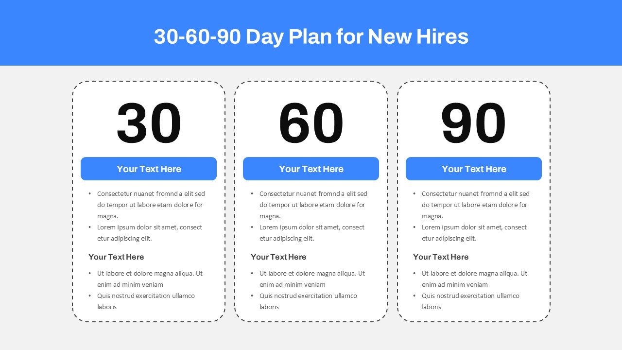 Free 30 60 90 Day Plan PowerPoint Template For New Hires