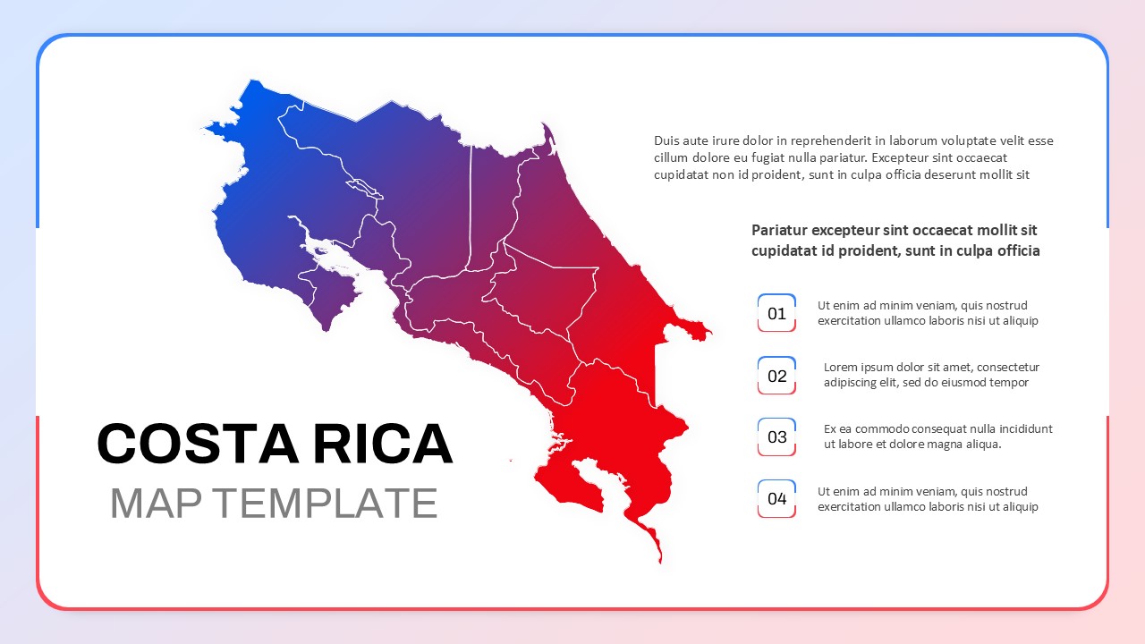 Costa Rica Map Template For PowerPoint and Google Slides