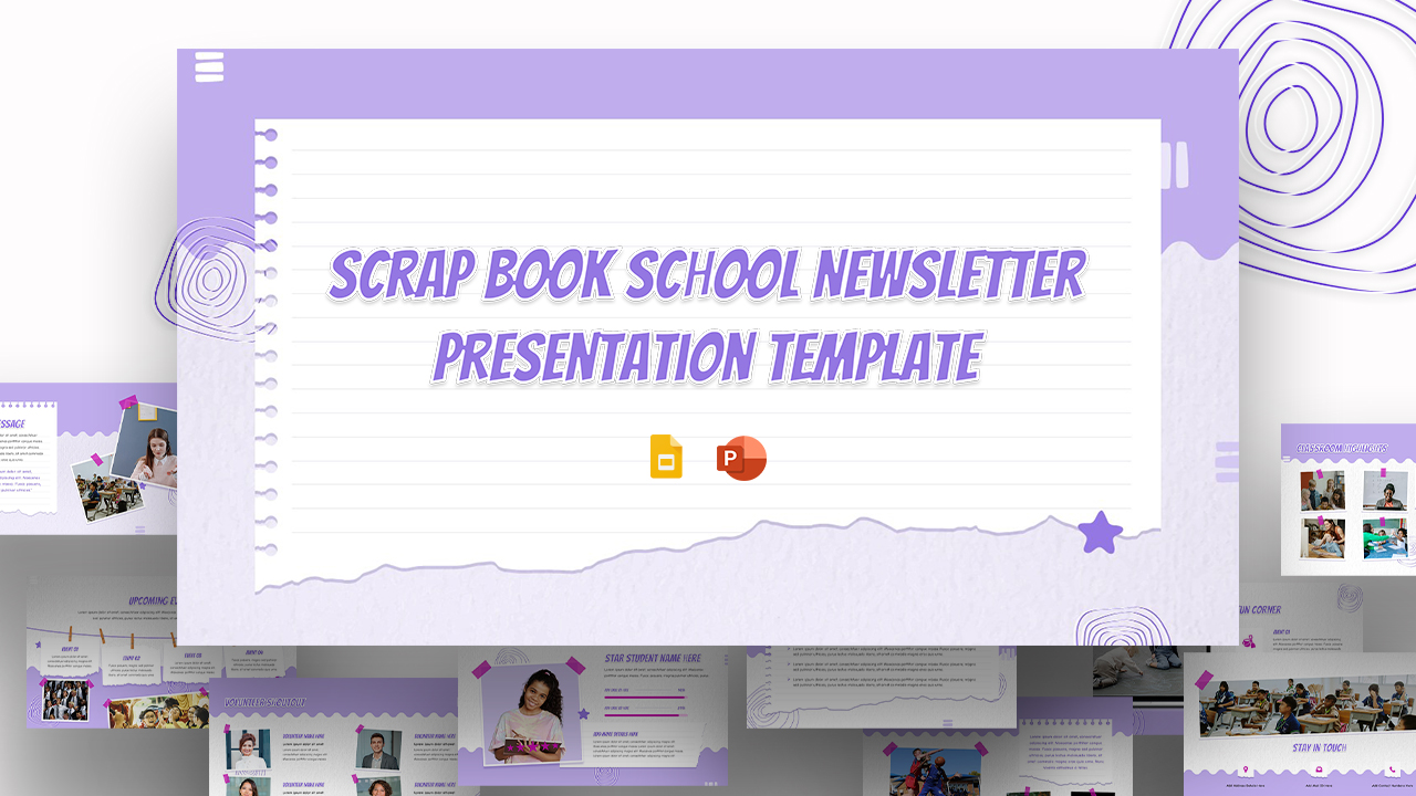 Free Scrap Book School Newsletter Template For PowerPoint and Google Slides Featured Image