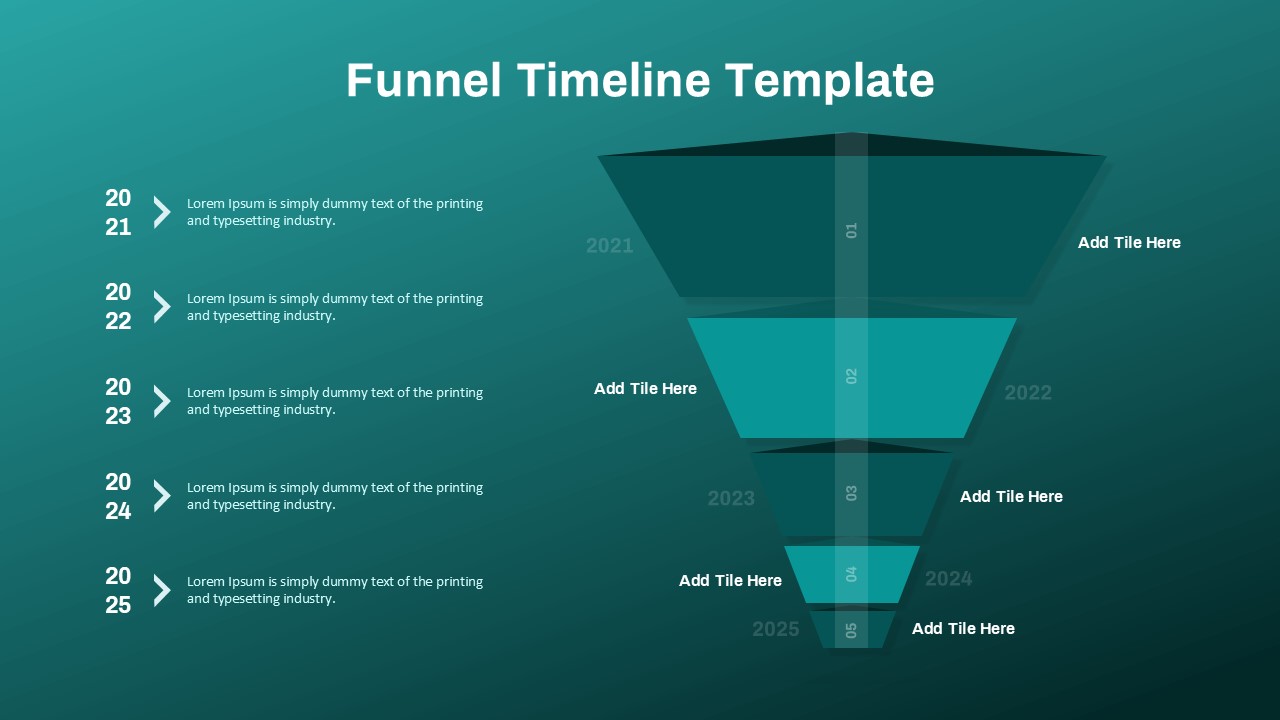 5 Stage Funnel Slide Timeline PowerPoint